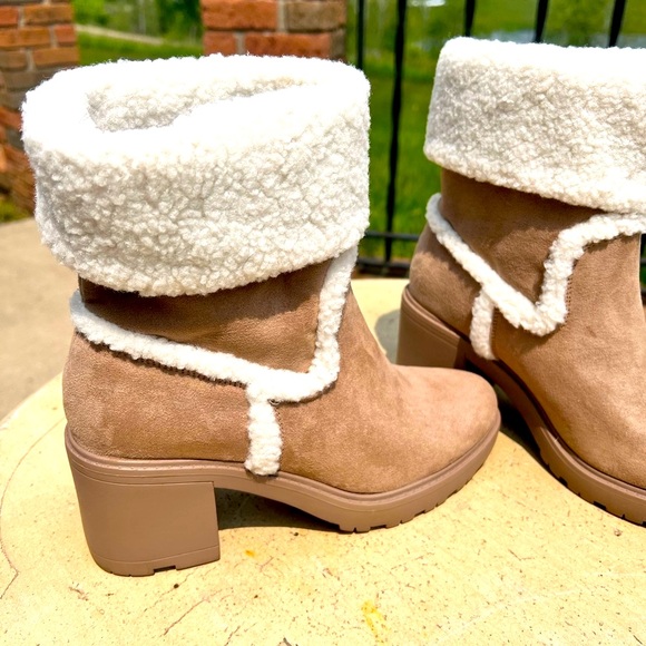 Just Fab Taupe Ellie Trim Supra Trim Lug Sole Boots - Picture 10 of 11